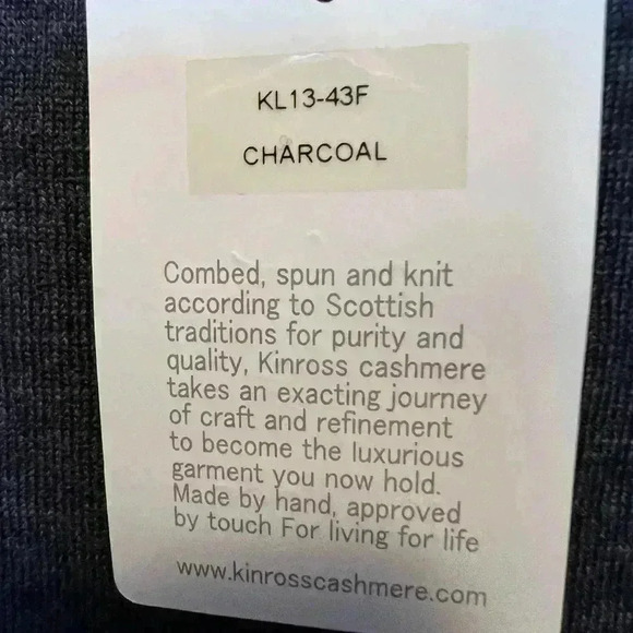 Kinross Cashmere Charcoal Solid Scottish Tank Womens Sz L Style KL13-43F - Picture 4 of 6